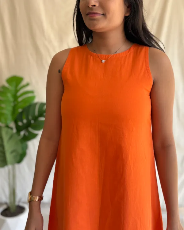 Orange_Cotton_Premium_Dress_For_Women