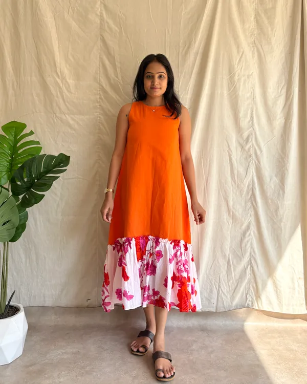 Orange_Cotton_Premium_Dress_For_Women