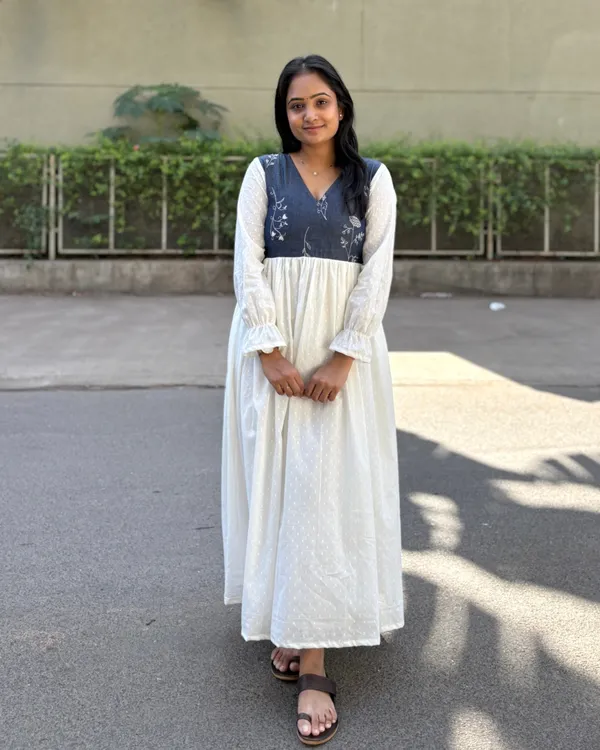 Blue_And_Off_White_Cotton_Premium_Dress_For_Women