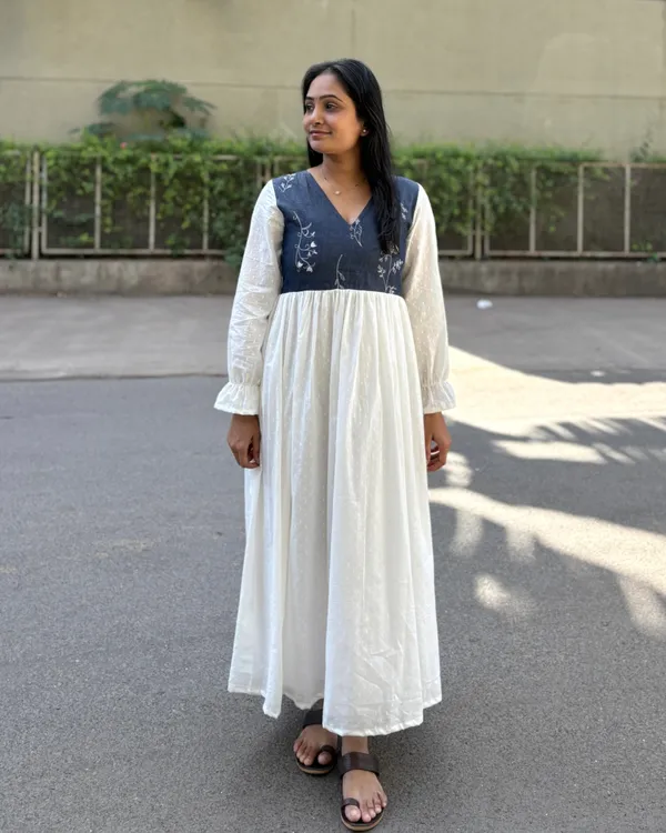 Blue_And_Off_White_Cotton_Premium_Dress_For_Women