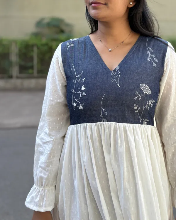 Blue_And_Off_White_Cotton_Premium_Dress_For_Women