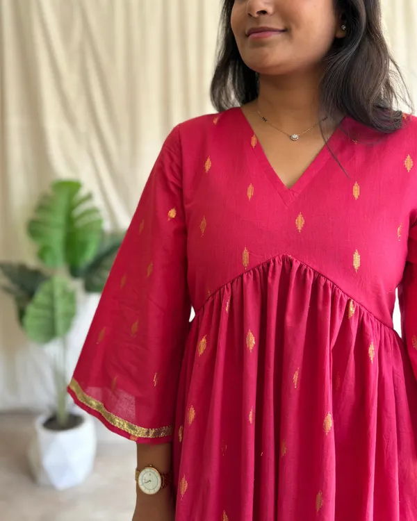 Dark_Pink_Cotton_Premium_Kurta_Set_For_Women
