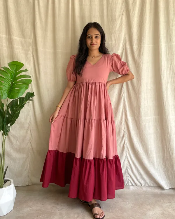 Peach_And_Maroon_Cotton_Premium_Dress_For_Women