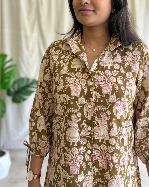 Mehendi_Green_Cotton_Premium_Dress_For_Women