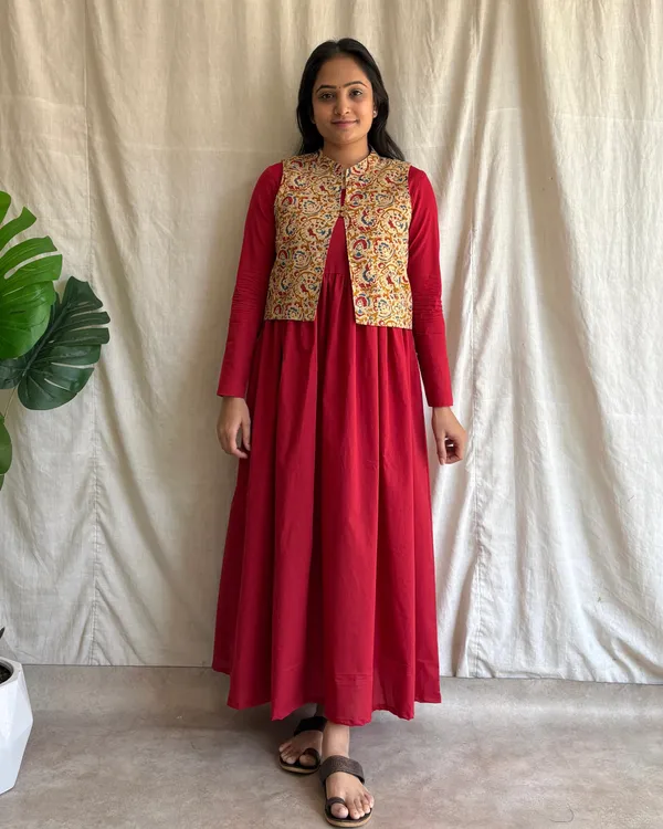 Red_Cotton_Premium_Dress_For_Women