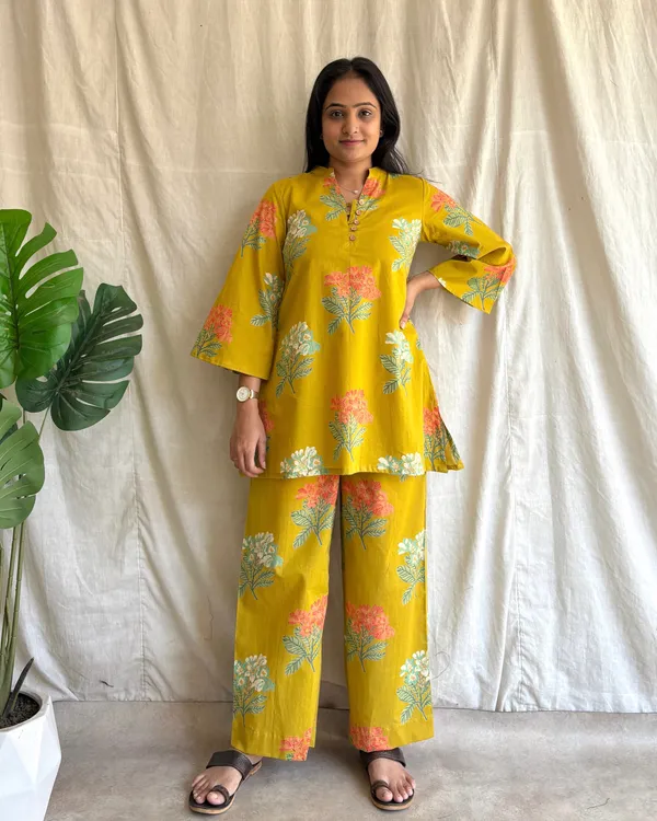 Yellow_Cotton_Premium_Co_Ord_Set_For_Women