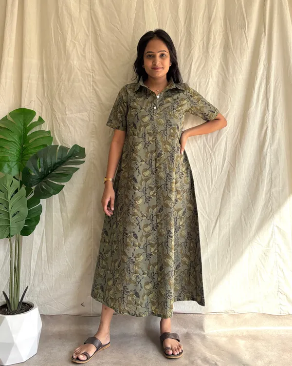 Military_Green_Cotton_Premium_Dress_For_Women