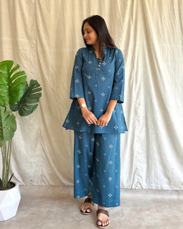 Peacock_Blue_Cotton_Premium_Co_Ord_Set_For_Women