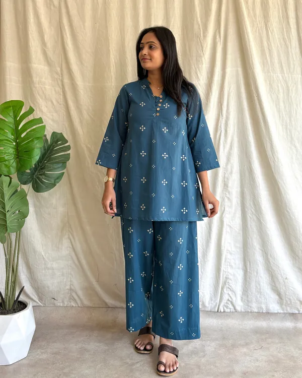 Peacock_Blue_Cotton_Premium_Co_Ord_Set_For_Women