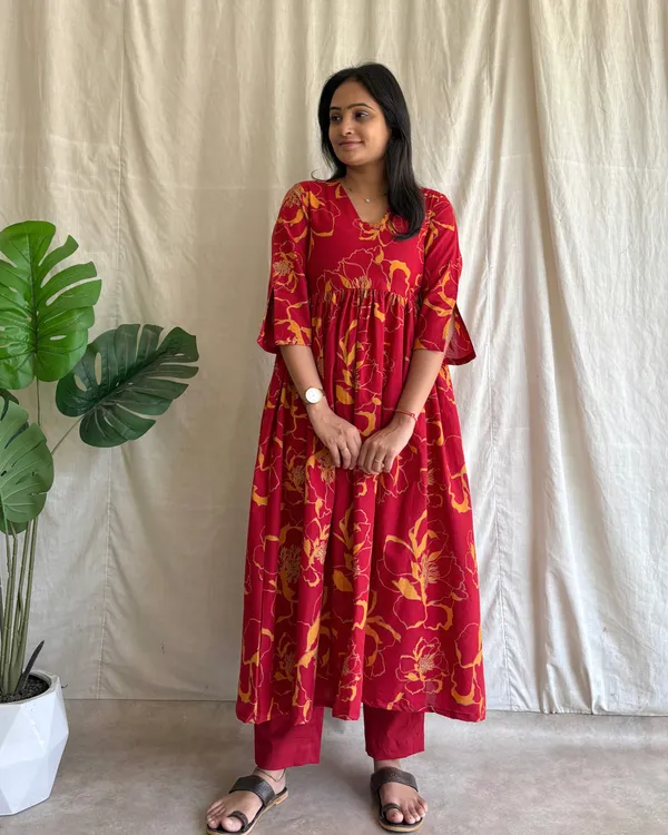 Red_And_Yellow_Cotton_Premium_Kurta_Set_For_Women