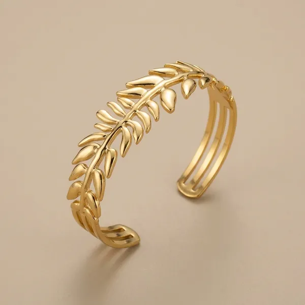 Kiyu_Ziyu_Exclusive_Collection_Gold-Tone_Leaf_Design_Cuff_Bracelet_Set_(Smart_6682)