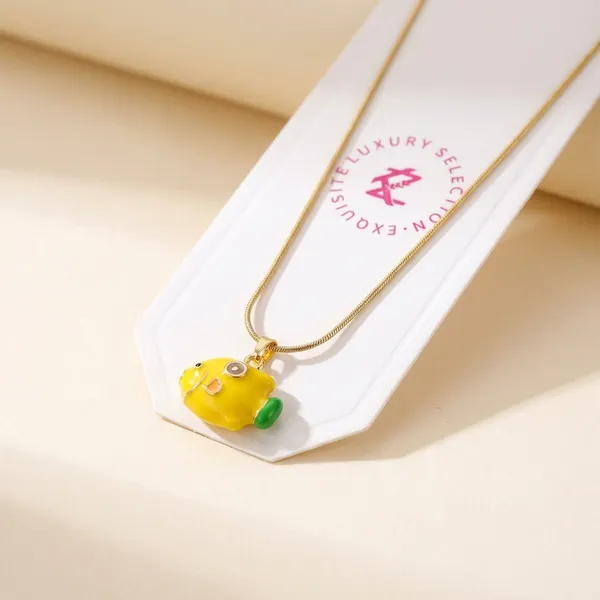 Cute_Animal_Character_Pendant_Necklace_Set_-_Yellow_Frog,_Blue_Puffer_Fish,_Orange_Clownfish