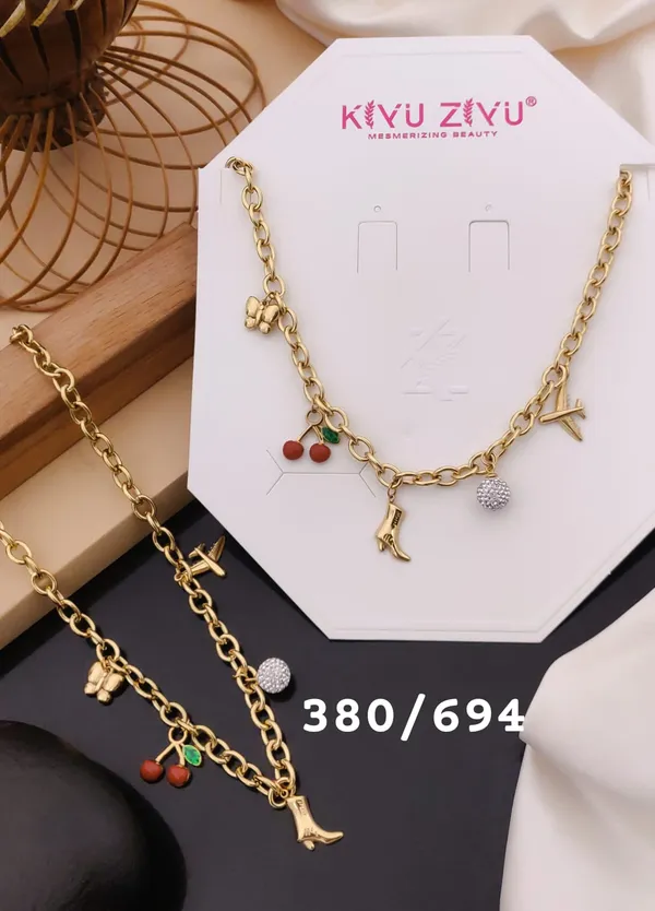 Gold-Toned_Charm_Necklace_Set_With_Cherry_And_Boot_Pendants