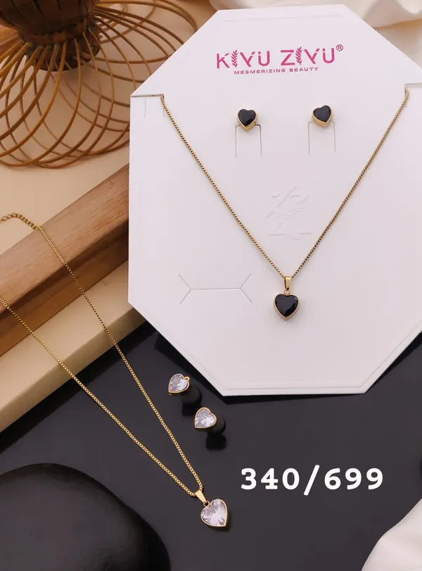 Heart_Pendant_Necklace_And_Earring_Set_-_Black_And_Rose_Gold_Combo