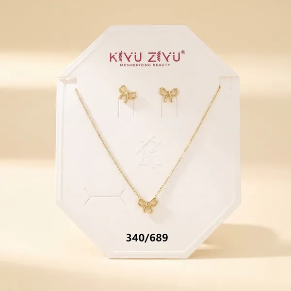 Gold-Toned_Bow_Design_Jewelry_Set_-_Necklace_And_Earrings