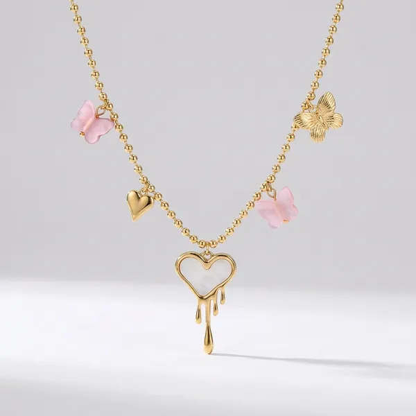 Kyu_Ziyu_Elegant_Heart_Key_Charm_Necklace_With_Pink_Stone_Accents_-_Gold_Plated