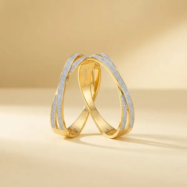 Kyuzyvu_Exclusive_Collection_Gold-Tone_Cz_Studded_Crossover_Bangles_-_Set_Of_2_(Model_6645)