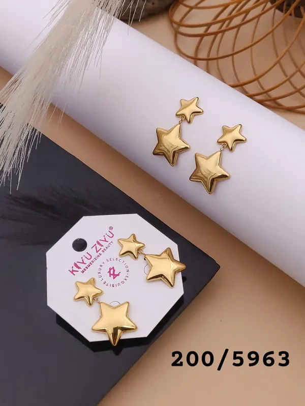 Gold-Toned_Double_Star_Drop_Earrings