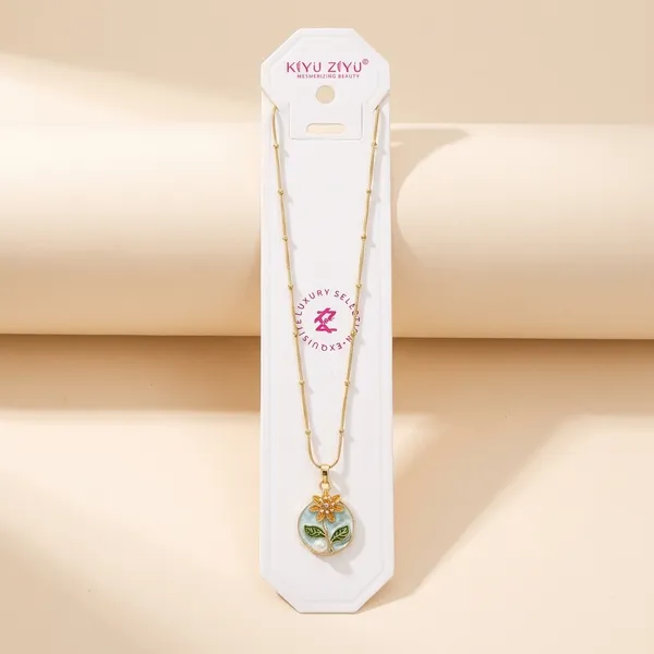 Gold-Plated_Floral_Pendant_Necklace_With_Enamel_Work