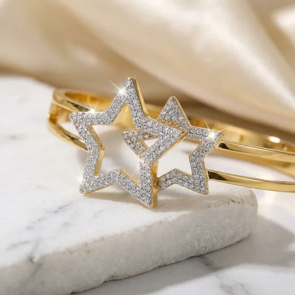 Kvu_Zvu_Exclusive_Collection_Gold-Toned_Geometric_Cuff_Bracelet_With_Crystal_Embellishments