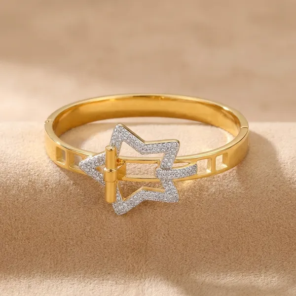 Kvu_Zvu_Exclusive_Collection_Gold-Toned_Geometric_Cuff_Bracelet_With_Crystal_Embellishments