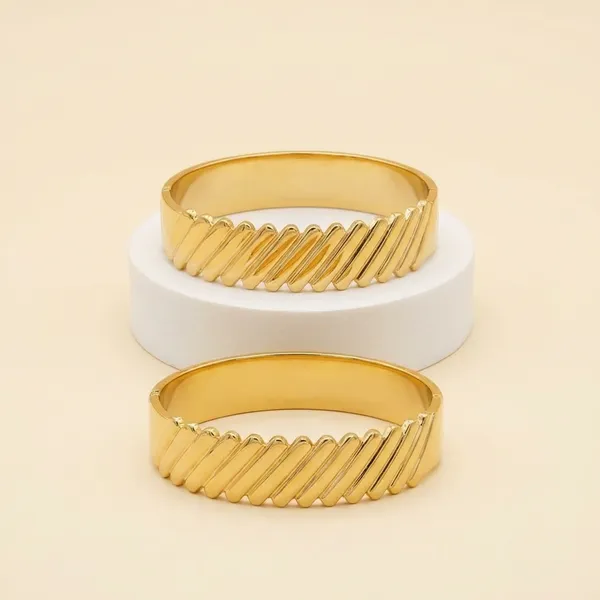 Gold-Toned_Ridged_Designer_Bangles_-_Set_Of_2