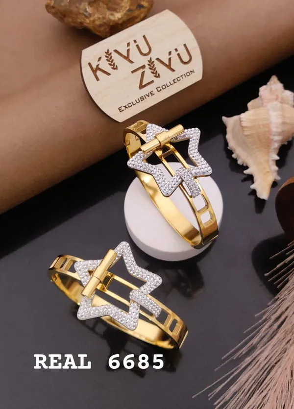 Kvu_Zvu_Exclusive_Collection_Gold-Toned_Geometric_Cuff_Bracelet_With_Crystal_Embellishments