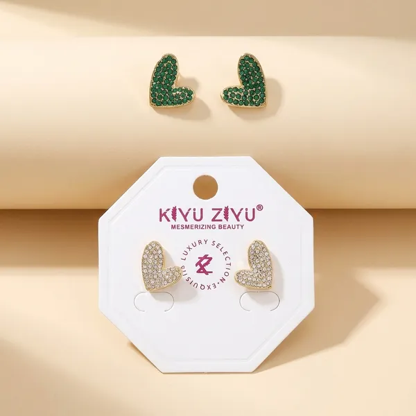 Sparkling_Green_Heart_Stud_Earrings_With_Rhinestone_Detailing
