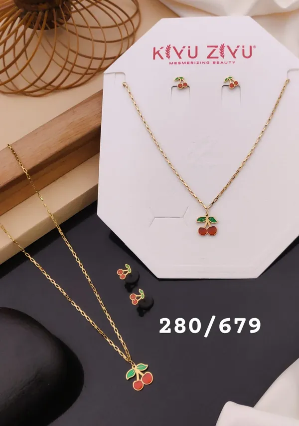 Cherry_Charm_Pendant_Necklace_And_Earrings_Set