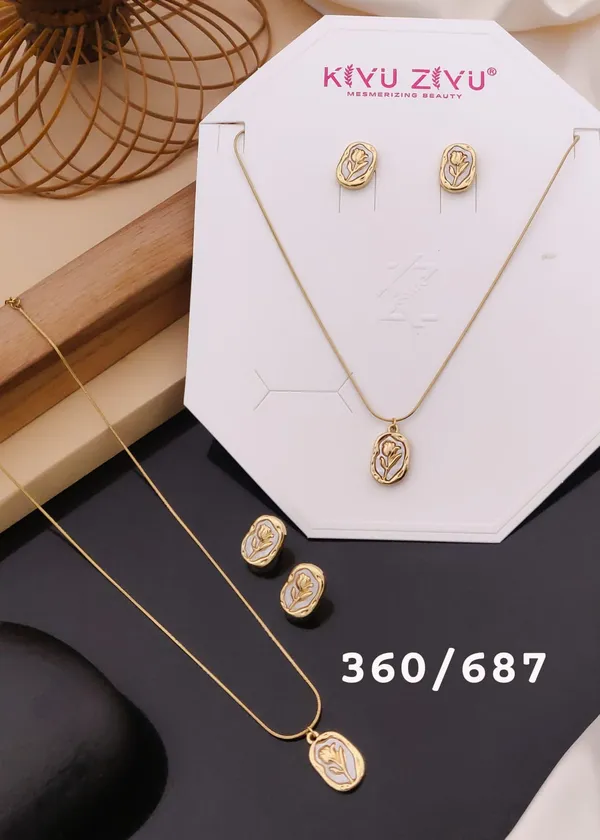 Gold-Tone_Floral_Pendant_Jewelry_Set_With_Necklace_And_Earrings
