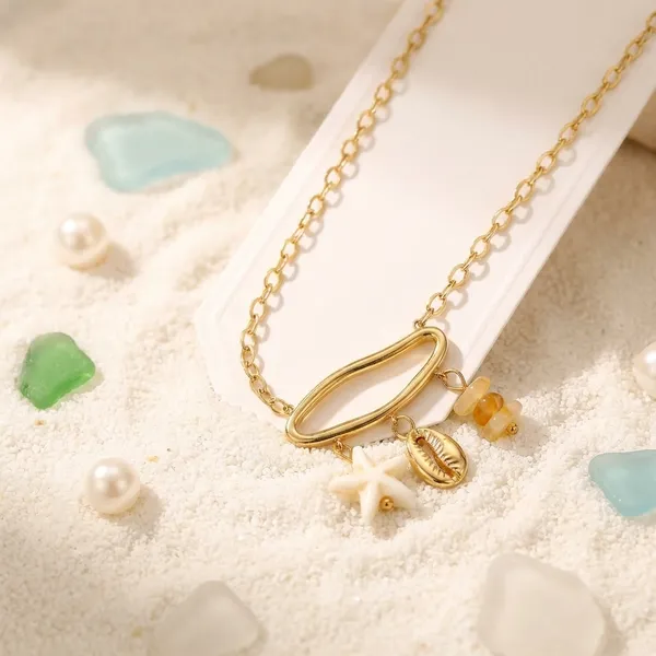 Gold-Tone_Pendant_Necklace_With_Star_And_Shell_Charms