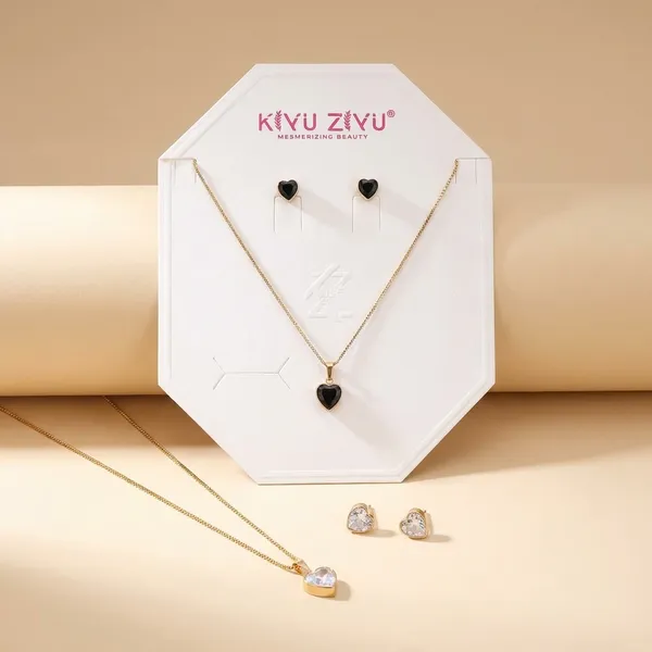 Heart_Pendant_Necklace_And_Earring_Set_-_Black_And_Rose_Gold_Combo