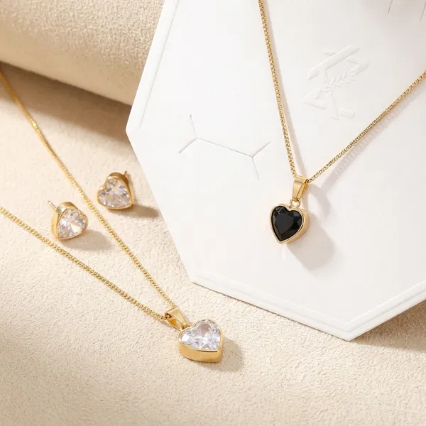 Heart_Pendant_Necklace_And_Earring_Set_-_Black_And_Rose_Gold_Combo
