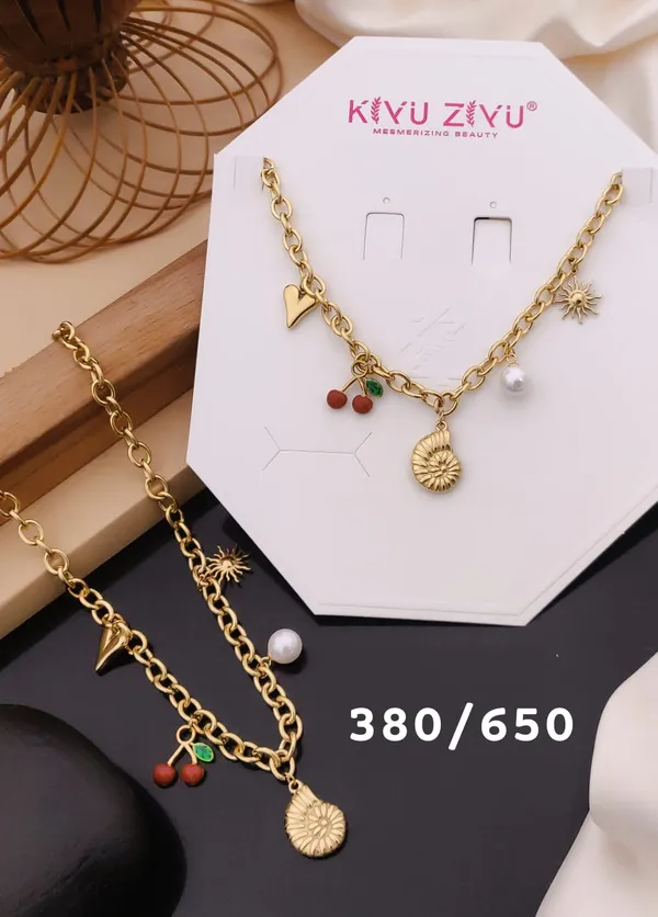 Gold-Toned_Charm_Necklace_With_Pearl_And_Cherry_Pendant
