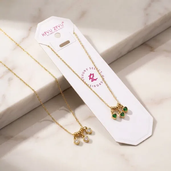 Gold-Toned_Delicate_Chain_Necklace_With_Green_Stone_Charms