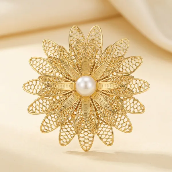 Golden_Filigree_Flower_Brooch_With_Pearl_Center