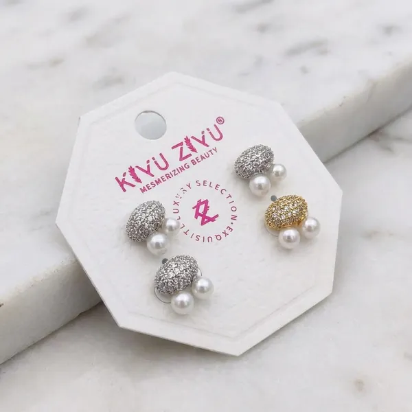 Pearl_And_Textured_Disc_Stud_Earrings_Set_-_Gold_And_Silver_Tones