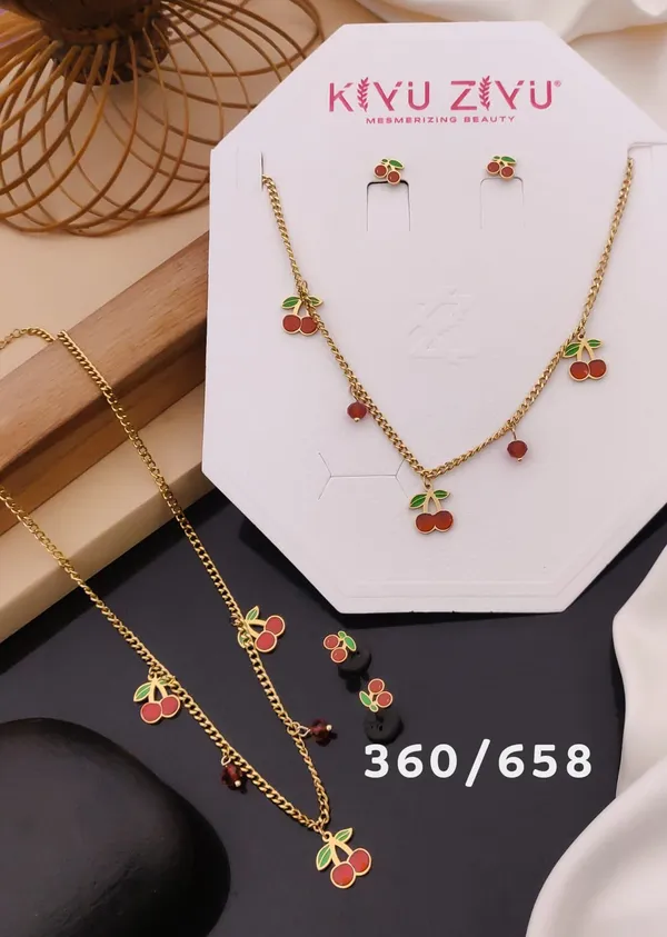 Cherry_Charm_Jewelry_Set_-_Gold-Tone_Necklace_&_Earrings