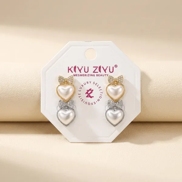 Heart_Shaped_Pearl_Earrings_With_Crystal_Bow_-_Set_Of_2_Pairs_(Gold_&_Silver_Tone)