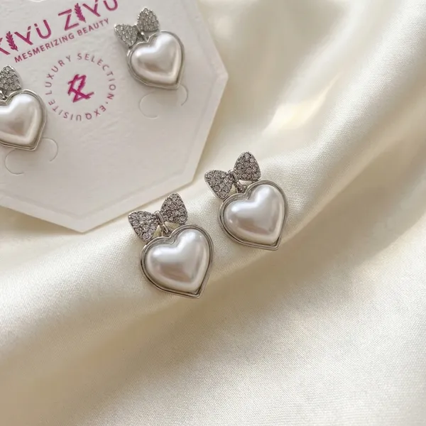 Heart_Shaped_Pearl_Earrings_With_Crystal_Bow_-_Set_Of_2_Pairs_(Gold_&_Silver_Tone)