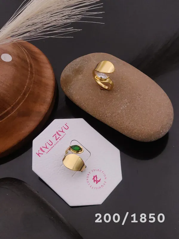 Myu.Ziyu_Adjustable_Gold-Tone_Ring_With_Gemstone_Accent_-_Limited_Edition_(200/1850)
