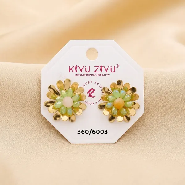Kiya_Luxe_Flower_Stud_Earrings_-_Set_Of_2_Pairs_(Orange_&_Green)