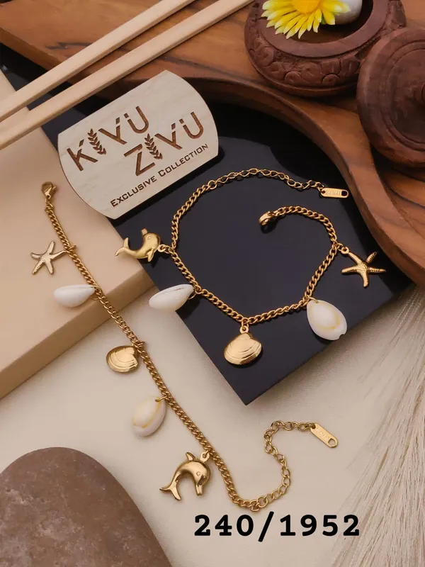 Kiyu_Viyu_Exclusive_Collection_Beach-Themed_Charm_Anklet_Set_-_Gold-Toned_Shell_&_Dolphin_Design