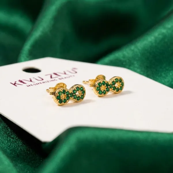 Sparkling_Infinity_Stud_Earrings_Set_-_Gold_&_Green