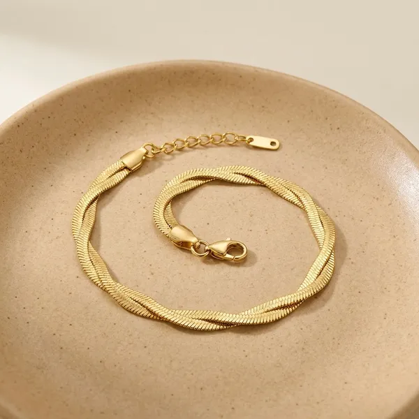 Kivu_Zivu_Exclusive_Collection_-_Twisted_Mesh_Gold-Tone_Bracelet_&_Anklet_Set