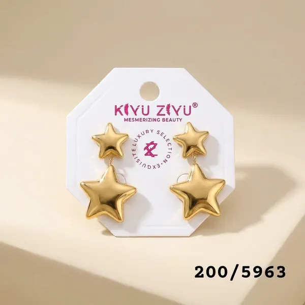 Gold-Toned_Double_Star_Drop_Earrings