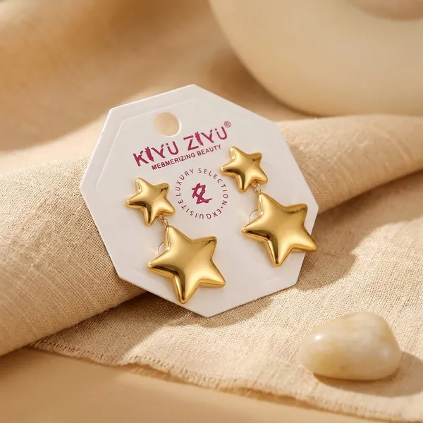 Gold-Toned_Double_Star_Drop_Earrings