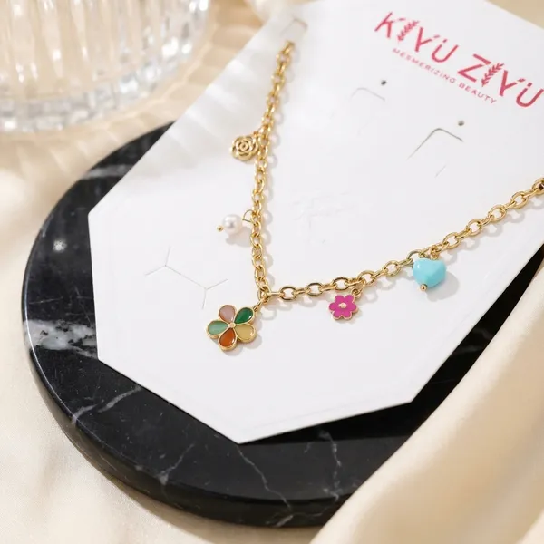 Colorful_Flower_Charm_Gold-Tone_Chain_Necklace