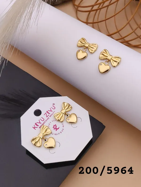 Golden_Bow_&_Heart_Drop_Earrings
