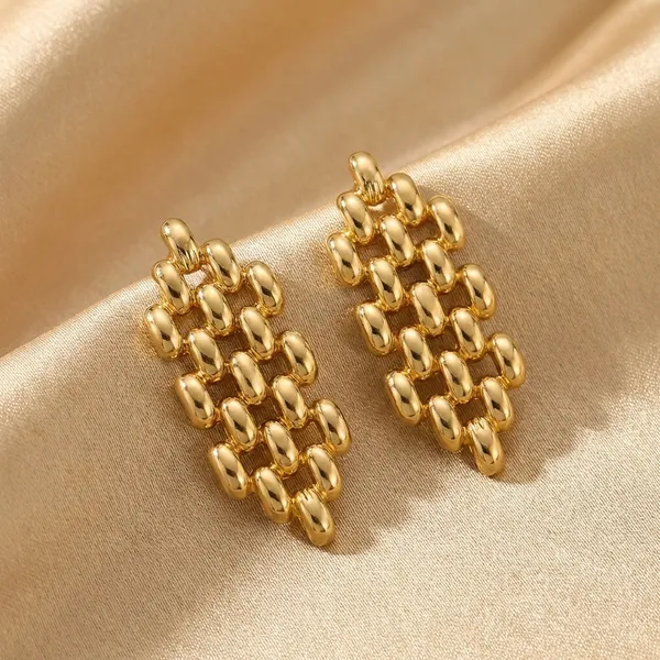 Gold-Tone_Chevron_Pattern_Statement_Earrings
